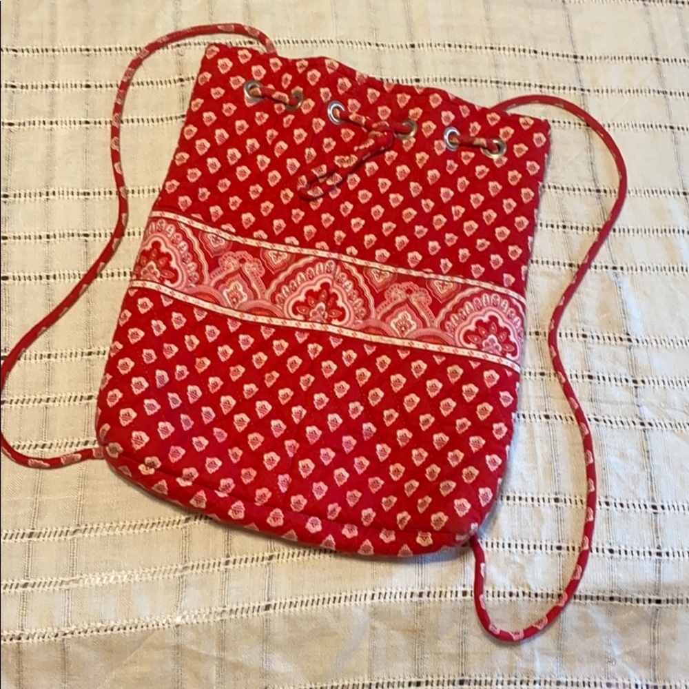 Vera Bradley Drawstring Backpack in Nantucket Red